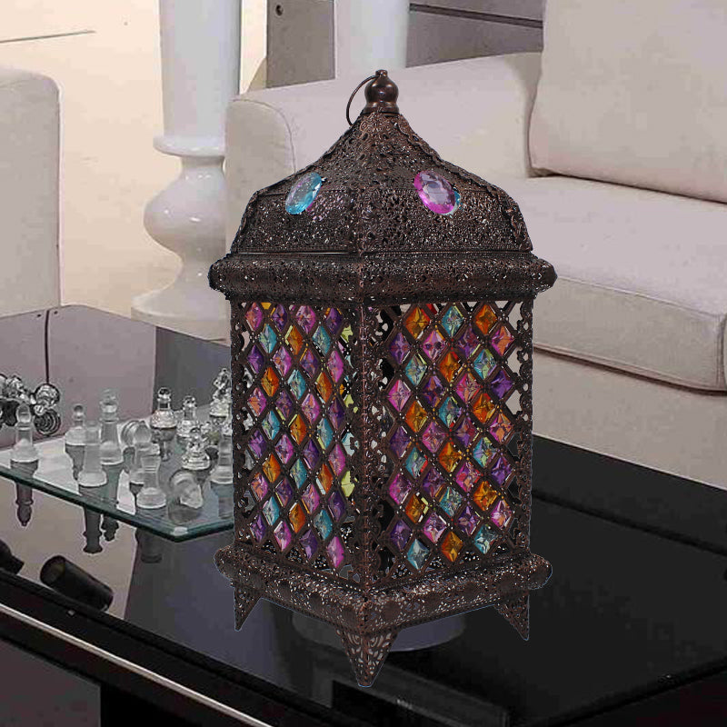 Metal Black/Brass Night Table Light Pavilion 1 Light Bohemian Nightstand Lamp for Bedroom Clearhalo 'Lamps' 'Table Lamps' Lighting' 393256