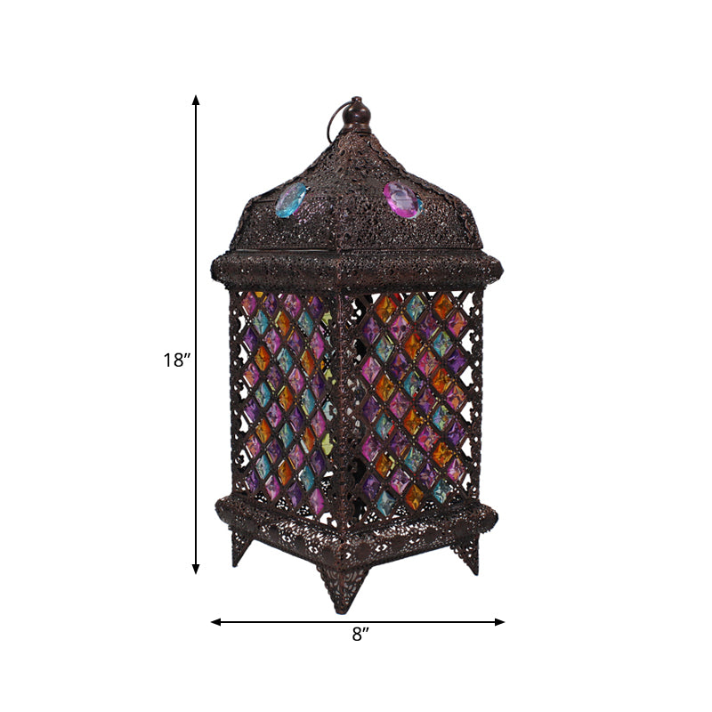 Metal Black/Brass Night Table Light Pavilion 1 Light Bohemian Nightstand Lamp for Bedroom Clearhalo 'Lamps' 'Table Lamps' Lighting' 393259