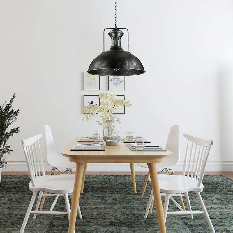 Black/Bronze/Brass Bowl Pendant Lighting Rustic Stylish Metal 1 Light Restaurant Hanging Lamp, 13"/16" Dia Clearhalo 'Art Deco Pendants' 'Black' 'Cast Iron' 'Ceiling Lights' 'Ceramic' 'Crystal' 'Industrial Pendants' 'Industrial' 'Metal' 'Middle Century Pendants' 'Pendant Lights' 'Pendants' 'Rustic Pendants' 'Tiffany' Lighting' 3960