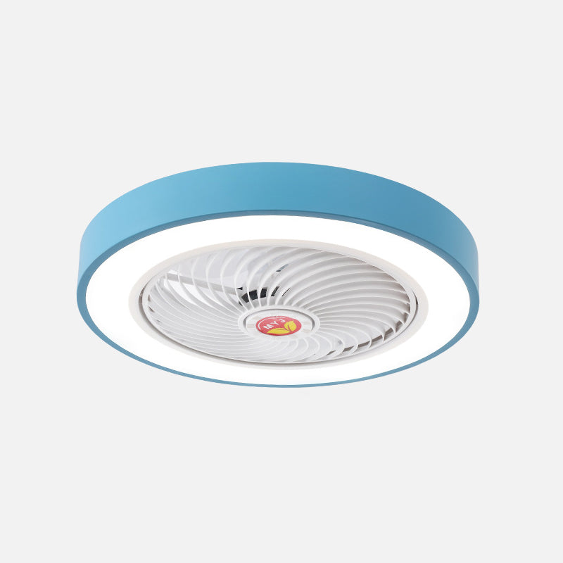 LED Pendant Fan Light Kids Living Room Semi Flush Mount with Round Acrylic Shade in Grey/White/Pink, 19.5" W Clearhalo 'Ceiling Fans with Lights' 'Ceiling Fans' 'Kids Ceiling Fans' 'Kids' Lighting' 397967