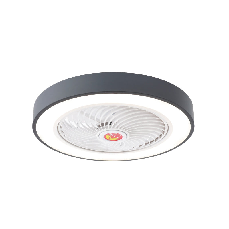 LED Pendant Fan Light Kids Living Room Semi Flush Mount with Round Acrylic Shade in Grey/White/Pink, 19.5" W Clearhalo 'Ceiling Fans with Lights' 'Ceiling Fans' 'Kids Ceiling Fans' 'Kids' Lighting' 397975
