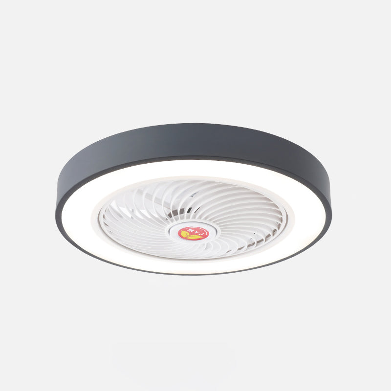 LED Pendant Fan Light Kids Living Room Semi Flush Mount with Round Acrylic Shade in Grey/White/Pink, 19.5" W Clearhalo 'Ceiling Fans with Lights' 'Ceiling Fans' 'Kids Ceiling Fans' 'Kids' Lighting' 397976
