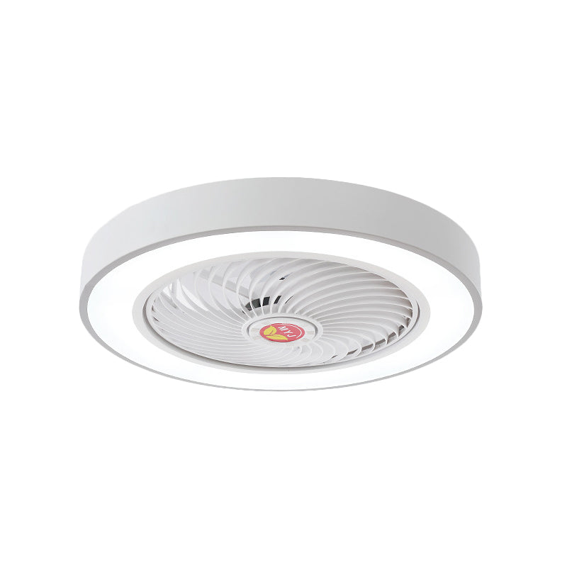 LED Pendant Fan Light Kids Living Room Semi Flush Mount with Round Acrylic Shade in Grey/White/Pink, 19.5" W Clearhalo 'Ceiling Fans with Lights' 'Ceiling Fans' 'Kids Ceiling Fans' 'Kids' Lighting' 397979
