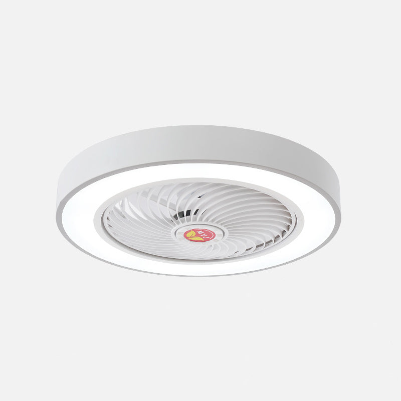 LED Pendant Fan Light Kids Living Room Semi Flush Mount with Round Acrylic Shade in Grey/White/Pink, 19.5" W Clearhalo 'Ceiling Fans with Lights' 'Ceiling Fans' 'Kids Ceiling Fans' 'Kids' Lighting' 397980