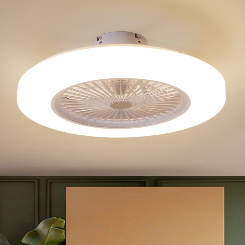 Acrylic Doughnut Ceiling Fan Light Simple Living Room LED Semi Flush Mounted Lamp Fixture in White/Pink/Yellow, 21" Wide Clearhalo 'Ceiling Fans with Lights' 'Ceiling Fans' 'Kids Ceiling Fans' 'Kids' Lighting' 398378