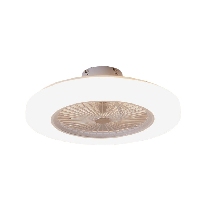Acrylic Doughnut Ceiling Fan Light Simple Living Room LED Semi Flush Mounted Lamp Fixture in White/Pink/Yellow, 21" Wide Clearhalo 'Ceiling Fans with Lights' 'Ceiling Fans' 'Kids Ceiling Fans' 'Kids' Lighting' 398379