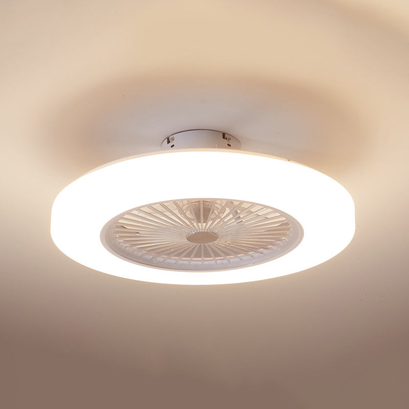 Acrylic Doughnut Ceiling Fan Light Simple Living Room LED Semi Flush Mounted Lamp Fixture in White/Pink/Yellow, 21" Wide Clearhalo 'Ceiling Fans with Lights' 'Ceiling Fans' 'Kids Ceiling Fans' 'Kids' Lighting' 398380