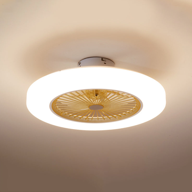 Acrylic Doughnut Ceiling Fan Light Simple Living Room LED Semi Flush Mounted Lamp Fixture in White/Pink/Yellow, 21" Wide Clearhalo 'Ceiling Fans with Lights' 'Ceiling Fans' 'Kids Ceiling Fans' 'Kids' Lighting' 398387