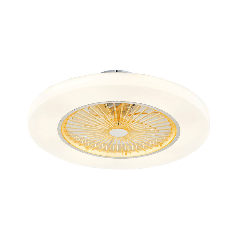 Doughnut Living Room Semi Flushmount Modernist Acrylic Yellow/Pink LED Hanging Ceiling Fan Lighting, 23" Wide Clearhalo 'Ceiling Fans with Lights' 'Ceiling Fans' 'Kids Ceiling Fans' 'Kids' Lighting' 398434
