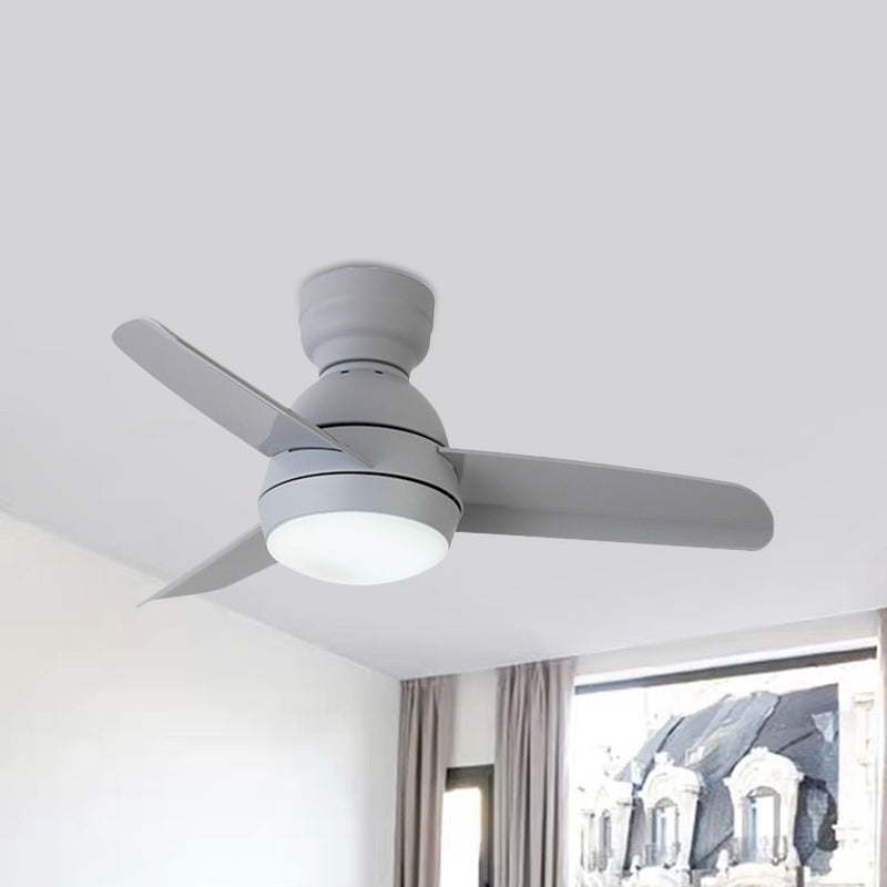 LED Round Pendant Fan Lighting Modern White/Black/Pink Finish Acrylic 3 Blades Semi Flush Mount Lamp with Wall/Remote Control, 33.5" Wide Clearhalo 'Ceiling Fans with Lights' 'Ceiling Fans' 'Kids Ceiling Fans' 'Kids' Lighting' 398506