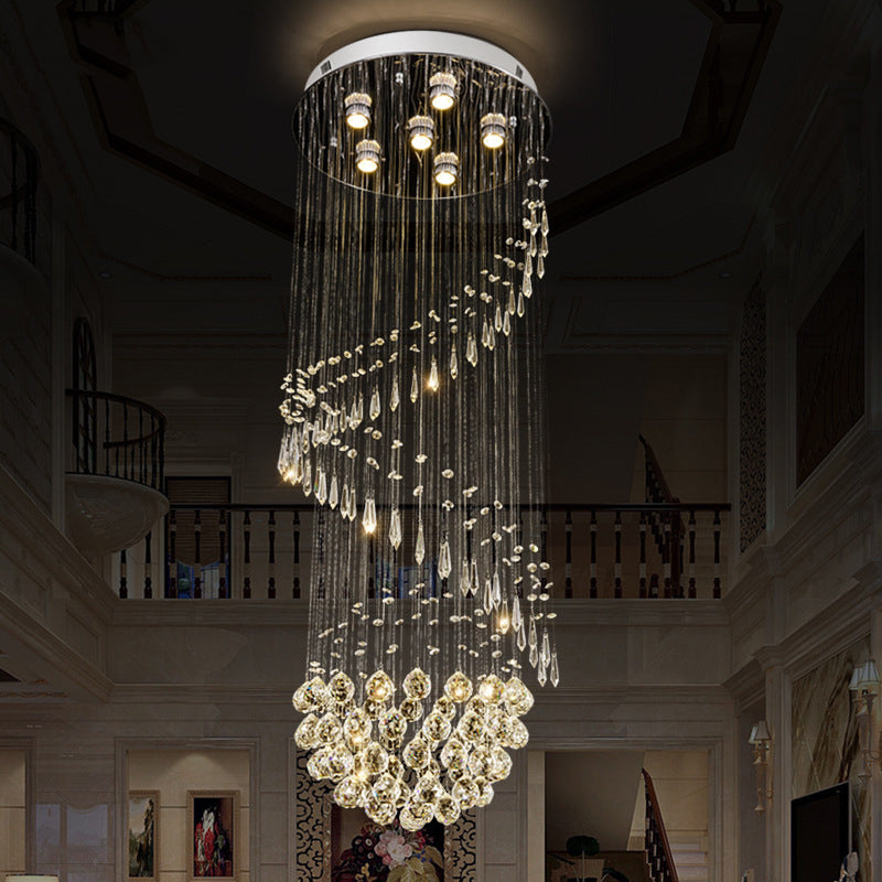 6-Light LED Cluster Pendant Light Modernist Twirl Crystal Hanging Ceiling Lamp in Silver Clearhalo 'Ceiling Lights' 'Modern Pendants' 'Modern' 'Pendant Lights' 'Pendants' Lighting' 398778