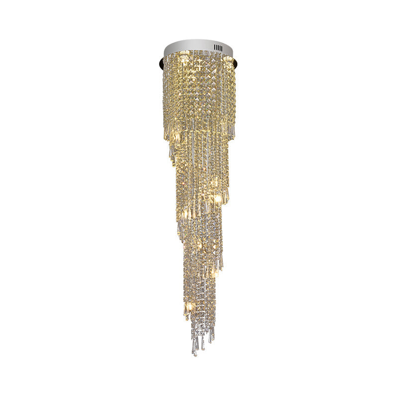 Contemporary Raindrop Pendant Light 12-Head Crystal LED Multi Ceiling Lamp in Silver Clearhalo 'Ceiling Lights' 'Modern Pendants' 'Modern' 'Pendant Lights' 'Pendants' Lighting' 398819
