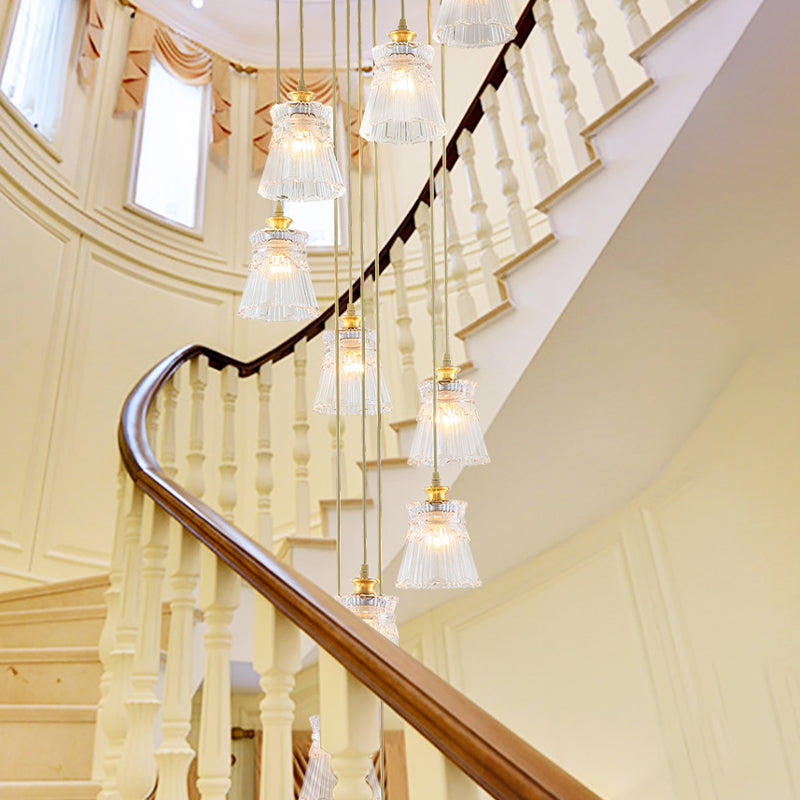 10-Bulb Crystal Suspension Lamp Contemporary Gold Spiral Stair Multiple Hanging Light Clearhalo 'Ceiling Lights' 'Modern Pendants' 'Modern' 'Pendant Lights' 'Pendants' Lighting' 399097