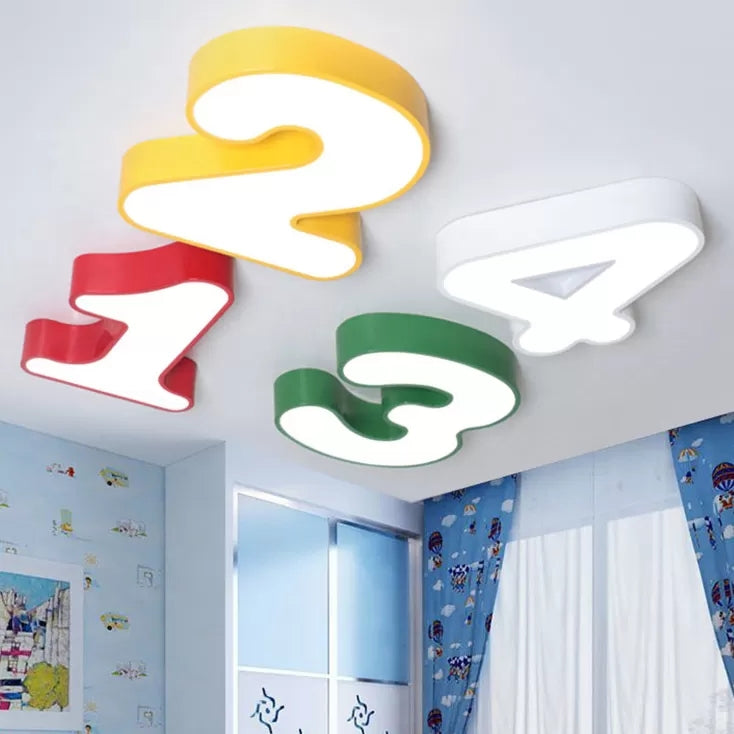 1/2/3/4 Number Shape Flush Mount Light Modern Acrylic LED Ceiling Lamp White Clearhalo 'Ceiling Lights' 'Close To Ceiling Lights' 'Close to ceiling' 'Flush mount' Lighting' 39976
