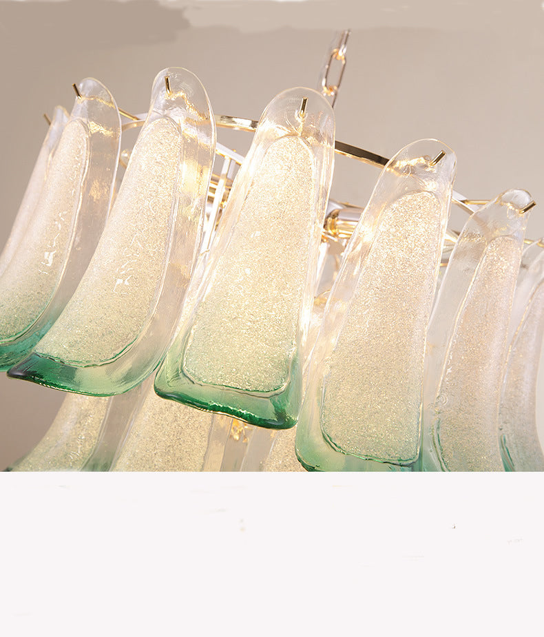 3-Tier Stained Glass Chandelier Light 9-Light Contemporary Drop Ceiling Light in Green for Hotel Clearhalo 'Ceiling Lights' 'Chandeliers' 'Modern Chandeliers' 'Modern' Lighting' 3_0ddca2cf-7890-4eee-b8e7-b635734b6907