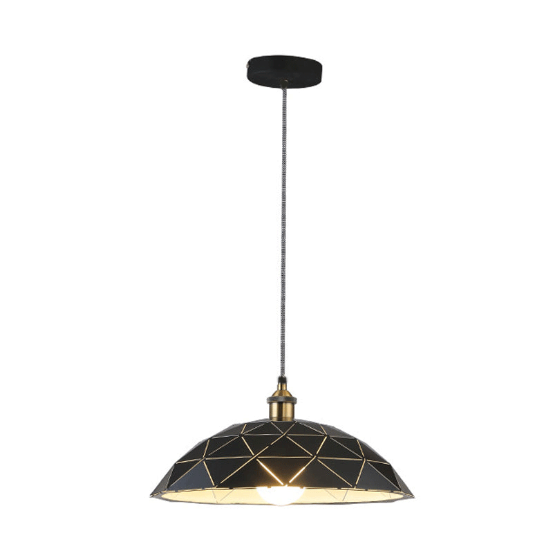1 Light Dome Suspension Lamp Industrial Black/White Metal Pendant Light for Living Room, 13"/16"/19.5" Wide Black Clearhalo 'Art Deco Pendants' 'Black' 'Cast Iron' 'Ceiling Lights' 'Ceramic' 'Crystal' 'Industrial Pendants' 'Industrial' 'Metal' 'Middle Century Pendants' 'Pendant Lights' 'Pendants' 'Rustic Pendants' 'Tiffany' Lighting' 3_e42a9581-0b52-411b-b3ea-09f55fad93c1