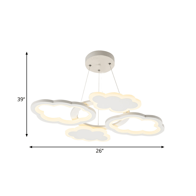 Cloud Ceiling Pendant Light Nordic Acrylic LED White Chandelier Lamp for Bedroom, Warm/White Light Clearhalo 'Ceiling Lights' 'Chandeliers' Lighting' options 4