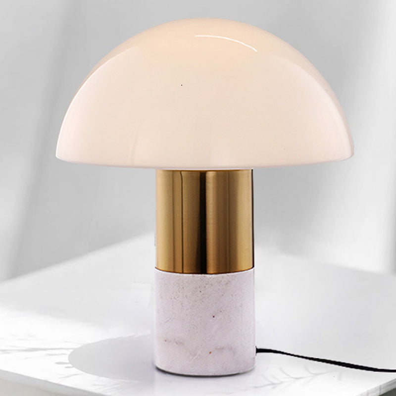 Contemporary 1 Head Table Light White/Green Dome Small Desk Lamp with Milky Glass Shade Clearhalo 'Lamps' 'Table Lamps' Lighting' 400431