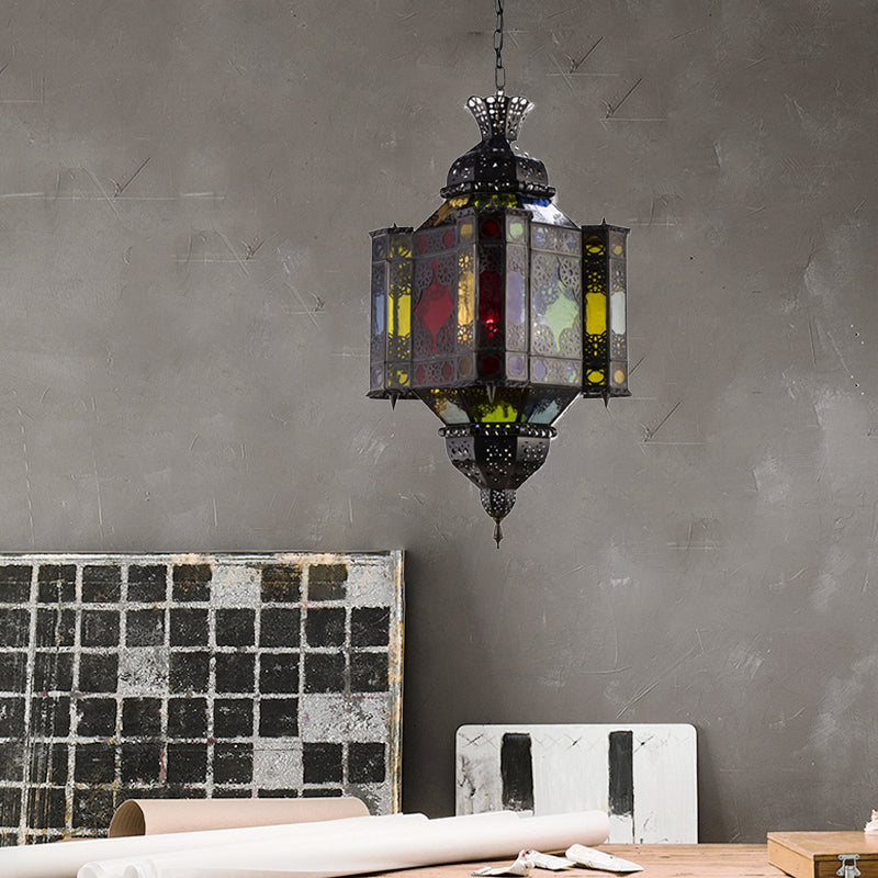 Black 8-Light Pendant Lighting Arab Style Metal Castle Chandelier Ceiling Lamp for Living Room Clearhalo 'Ceiling Lights' 'Chandeliers' Lighting' options 400471
