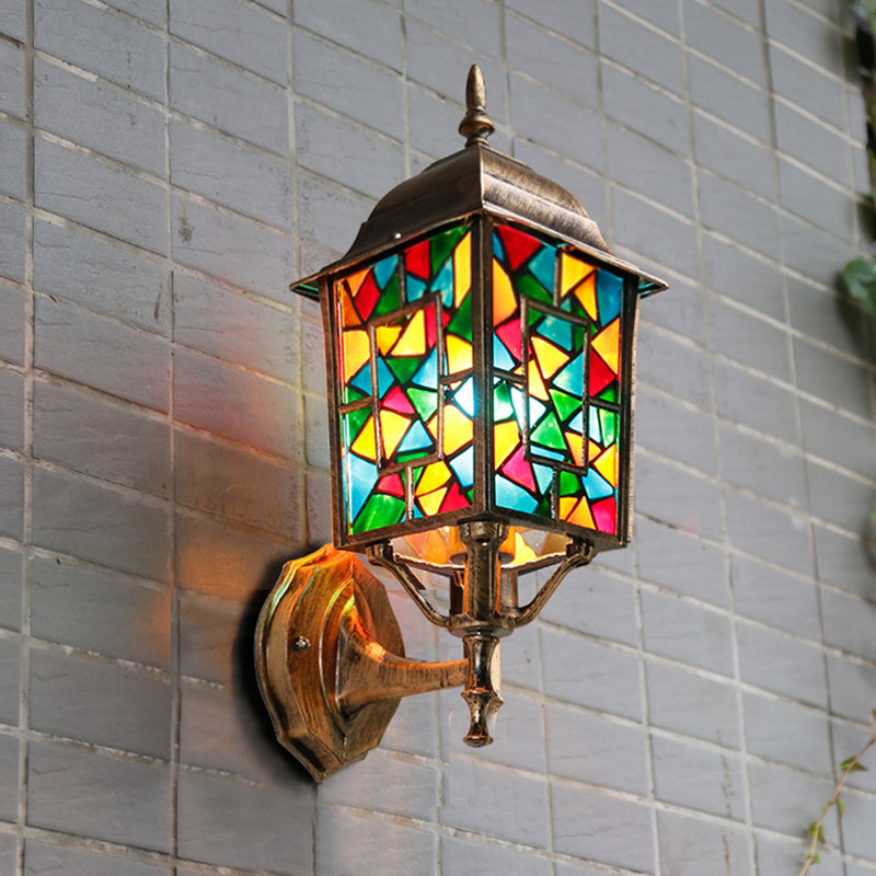 Brass 1 Light Wall Mount Lamp Countryside Metal Birdcage Wall Sconce Lighting for Outdoor Clearhalo 'Wall Lamps & Sconces' 'Wall Lights' Lighting' 400487