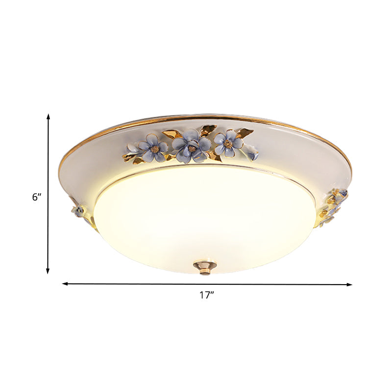 Metal White Ceiling Mounted Light Bowl 1 Head Korean Flower LED Flush Mount Lighting Fixture, 12"/14.5"/17" W Clearhalo 'Ceiling Lights' 'Close To Ceiling Lights' 'Close to ceiling' 'Flush mount' Lighting' 400701
