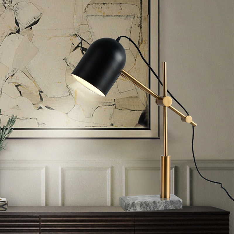Modern Cylinder Table Light Metal 1 Bulb Small Desk Lamp in Black with Rotating Node Black Clearhalo 'Lamps' 'Table Lamps' Lighting' 400786