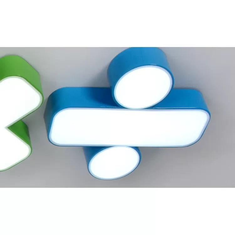 18"/24" W Plus/Minus/Multiply/Divide Shape Ceiling Lamp Modern Acrylic LED Ceiling Mount Chandelier in Red/Yellow/Blue/Green, Warm/White Light Clearhalo 'Ceiling Lights' 'Chandeliers' Lighting' options 40091