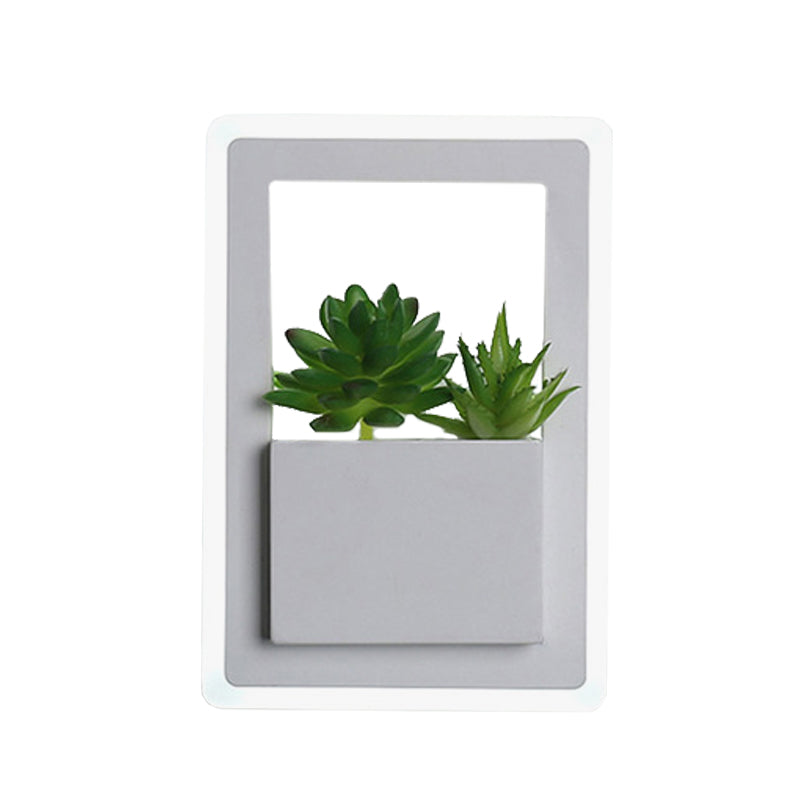 Acrylic White Sconce Wall Light Round/Rectangle/Rhombus LED Industrial Plant Wall Lighting Fixture in Warm/White Light Clearhalo 'Industrial wall lights' 'Industrial' 'Middle century wall lights' 'Tiffany' 'Wall Lamps & Sconces' 'Wall Lights' Lighting' 401114
