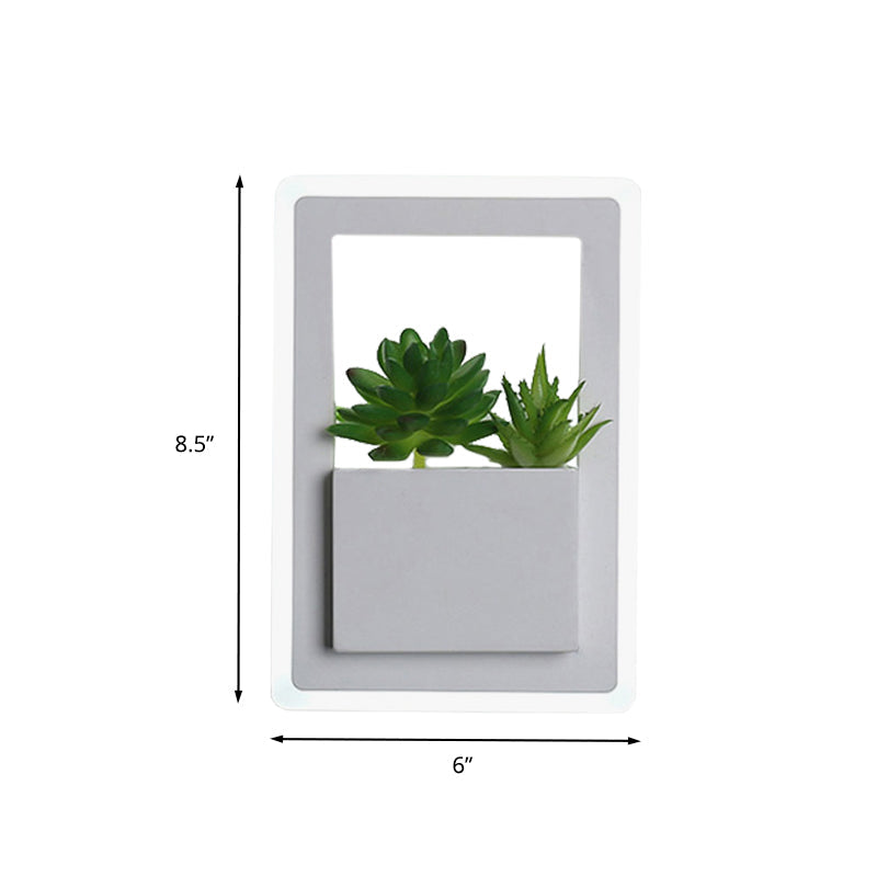 Acrylic White Sconce Wall Light Round/Rectangle/Rhombus LED Industrial Plant Wall Lighting Fixture in Warm/White Light Clearhalo 'Industrial wall lights' 'Industrial' 'Middle century wall lights' 'Tiffany' 'Wall Lamps & Sconces' 'Wall Lights' Lighting' 401116