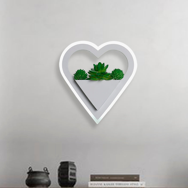 Acrylic White Sconce Wall Light Round/Rectangle/Rhombus LED Industrial Plant Wall Lighting Fixture in Warm/White Light Clearhalo 'Industrial wall lights' 'Industrial' 'Middle century wall lights' 'Tiffany' 'Wall Lamps & Sconces' 'Wall Lights' Lighting' 401126