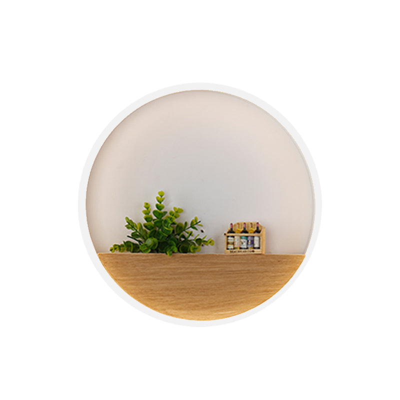 LED Acrylic Sconce Lighting Fixture Simple White Round Living Room Plant Wall Mount Light, 8"/12"/16" Dia Clearhalo 'Industrial wall lights' 'Industrial' 'Middle century wall lights' 'Tiffany' 'Wall Lamps & Sconces' 'Wall Lights' Lighting' 401132
