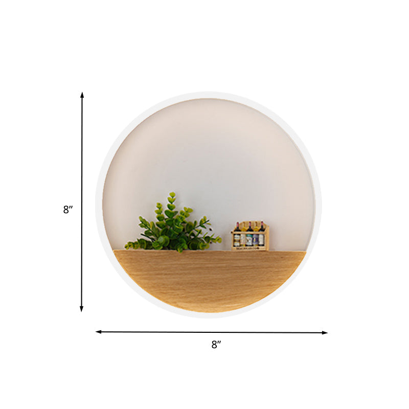 LED Acrylic Sconce Lighting Fixture Simple White Round Living Room Plant Wall Mount Light, 8"/12"/16" Dia Clearhalo 'Industrial wall lights' 'Industrial' 'Middle century wall lights' 'Tiffany' 'Wall Lamps & Sconces' 'Wall Lights' Lighting' 401133