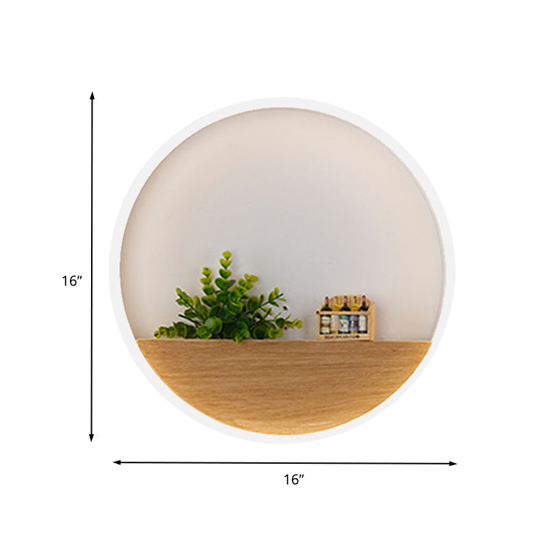 LED Acrylic Sconce Lighting Fixture Simple White Round Living Room Plant Wall Mount Light, 8"/12"/16" Dia Clearhalo 'Industrial wall lights' 'Industrial' 'Middle century wall lights' 'Tiffany' 'Wall Lamps & Sconces' 'Wall Lights' Lighting' 401135