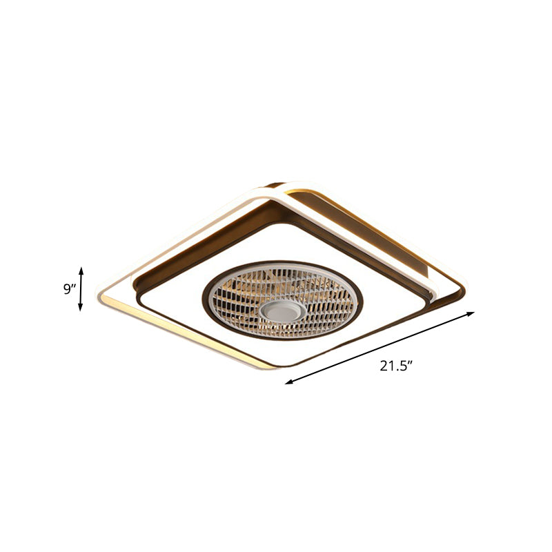 21.5" W Acrylic Square Hanging Fan Lamp Modernist Living Room LED Semi Flush Light Fixture in Black Clearhalo 'Ceiling Fans with Lights' 'Ceiling Fans' 'Modern Ceiling Fans' 'Modern' Lighting' 402761