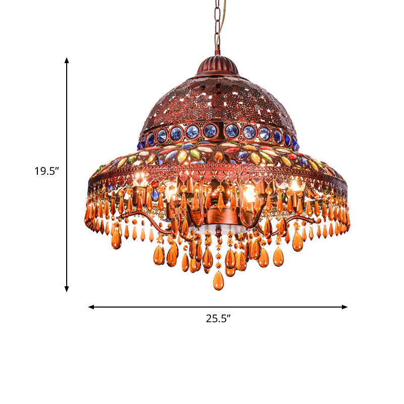 5 Lights Barn Chandelier Light Art Deco Brass Metal Pendant Lighting Fixture for Dining Room Clearhalo 'Ceiling Lights' 'Chandeliers' Lighting' options 403086