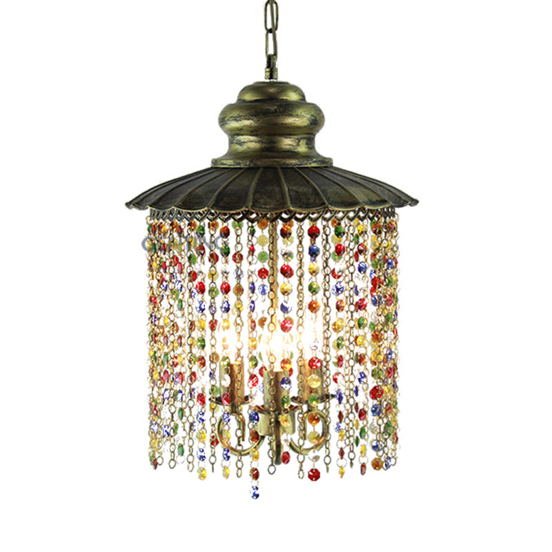 Metal Cascading Chandelier Light Fixture Decorative 3 Heads Restaurant Suspension Pendant in Bronze Clearhalo 'Ceiling Lights' 'Chandeliers' Lighting' options 403095