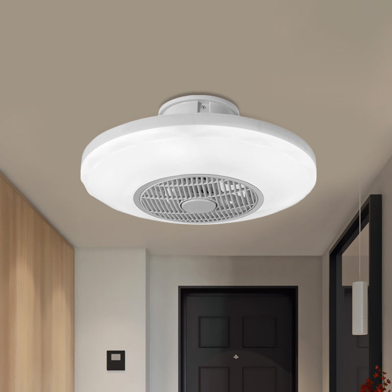Modern LED Hanging Fan Lighting White/Pink/Blue Oval Flush Mounted Lamp with Acrylic Shade for Dining Room, 19.5" Wide Clearhalo 'Ceiling Fans with Lights' 'Ceiling Fans' 'Kids Ceiling Fans' 'Kids' Lighting' 403701