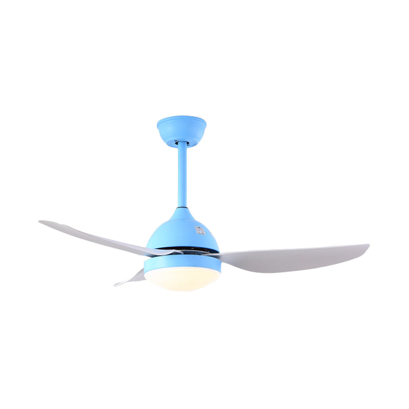 42" Wide Pine Cone Metal Hanging Fan Light Modernist White/Blue LED Semi Flush Mounted Lamp with 3 Blades Clearhalo 'Ceiling Fans with Lights' 'Ceiling Fans' 'Kids Ceiling Fans' 'Kids' Lighting' 403864