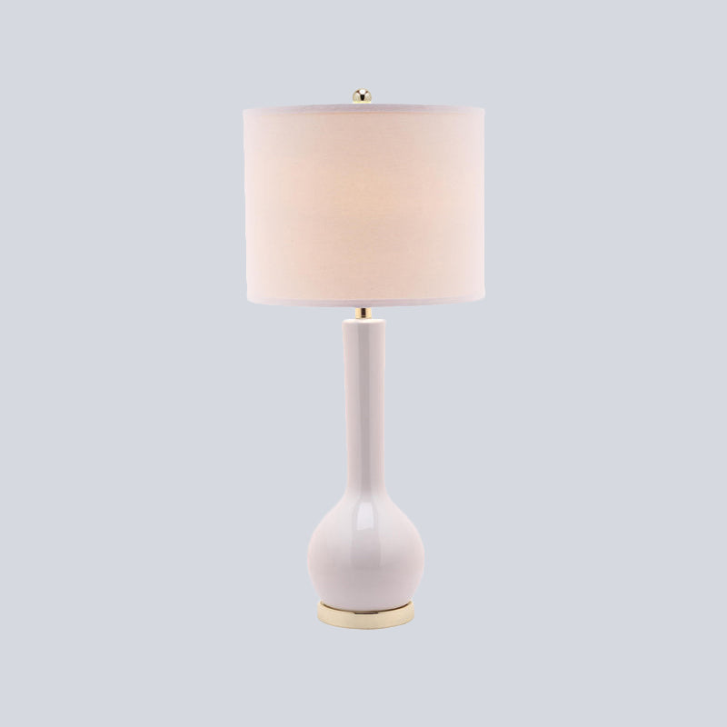 Fabric Cylinder Table Light Modernist 1 Head Red/White Small Desk Lamp for Dining Room Clearhalo 'Lamps' 'Table Lamps' Lighting' 404542