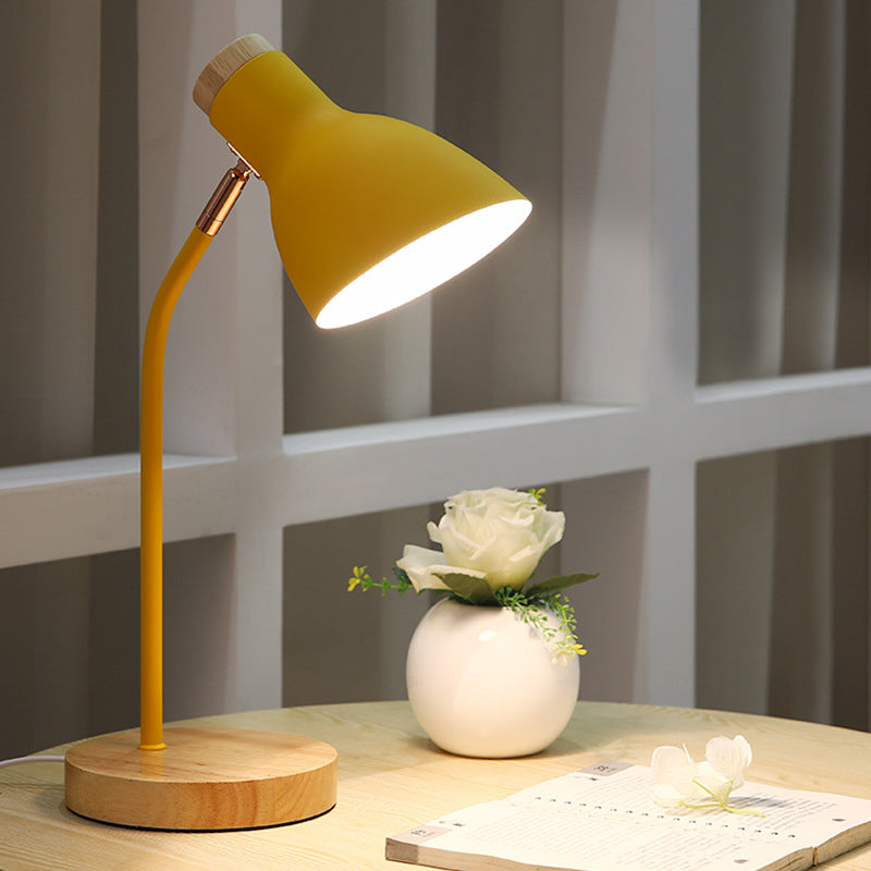 Wide Flare Table Light Macaron Metal 1 Bulb Pink/Yellow Small Desk Lamp with Rotating Node Clearhalo 'Lamps' 'Table Lamps' Lighting' 404678