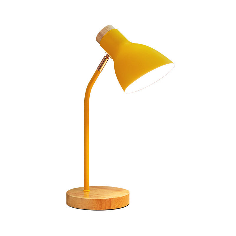 Wide Flare Table Light Macaron Metal 1 Bulb Pink/Yellow Small Desk Lamp with Rotating Node Clearhalo 'Lamps' 'Table Lamps' Lighting' 404680