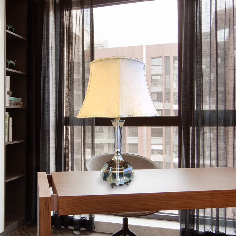 1 Bulb Bedroom Reading Light Modernism Grey Nightstand Lamp with Bell Fabric Shade Grey Clearhalo 'Lamps' 'Table Lamps' Lighting' 405268