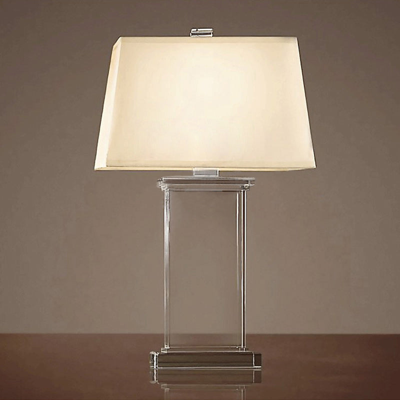 Rectangular Task Light Contemporary Clear Crystal 18"/22" Wide 1 Bulb White Desk Lamp Clearhalo 'Lamps' 'Table Lamps' Lighting' 406695