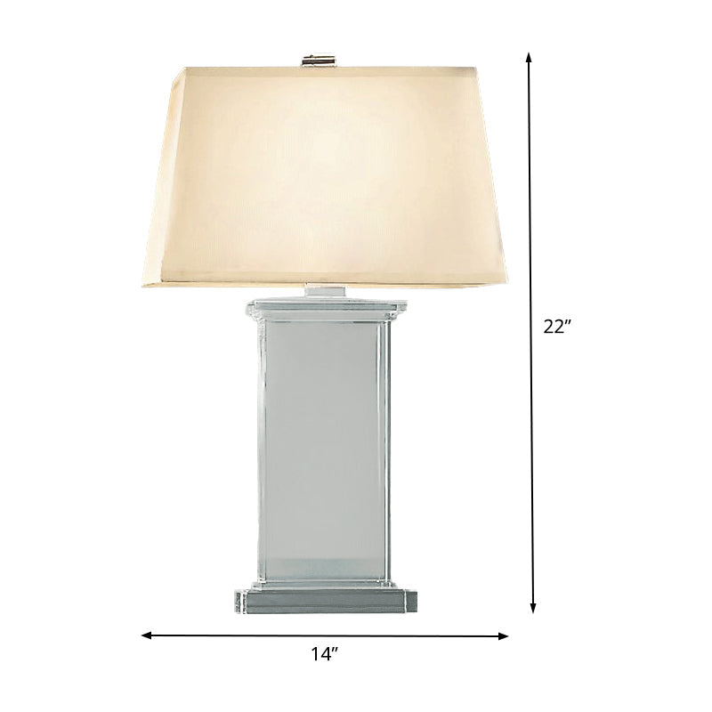 Rectangular Task Light Contemporary Clear Crystal 18"/22" Wide 1 Bulb White Desk Lamp Clearhalo 'Lamps' 'Table Lamps' Lighting' 406699
