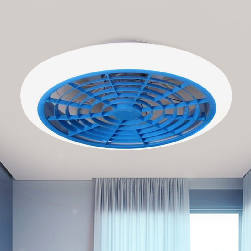 White/Pink/Blue LED Hanging Fan Light Kids Acrylic Doughnut Semi Flush Mount Lamp Fixture for Living Room, 18" W Clearhalo 'Ceiling Fans with Lights' 'Ceiling Fans' 'Kids Ceiling Fans' 'Kids' Lighting' 407320