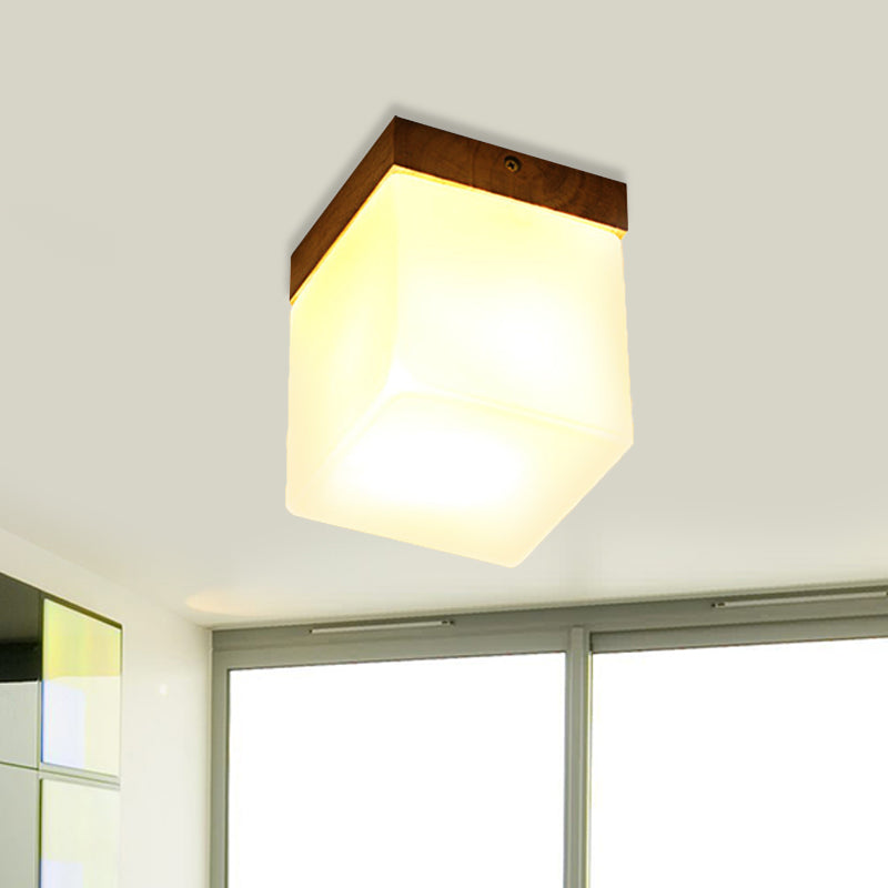 Frosted Glass Geometric Flush Mount Light Nordic 1 Light Flush Ceiling Light Fixture in White for Corridor White B Clearhalo 'Ceiling Lights' 'Close To Ceiling Lights' 'Close to ceiling' 'Flush mount' Lighting' 410007