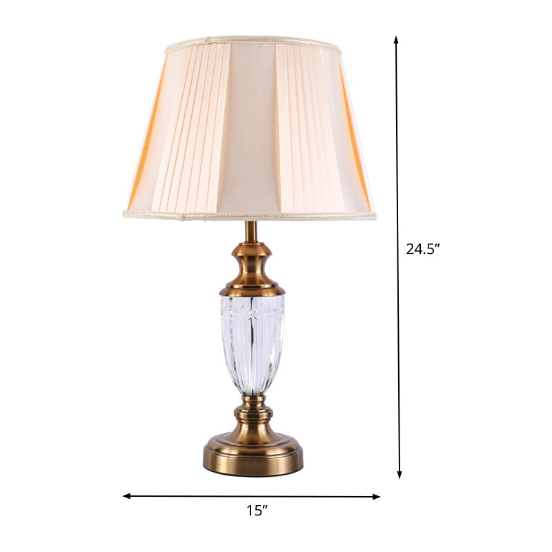 Urn Shape Task Lighting Modernism Hand-Cut Crystal 1 Head Reading Light in Beige Clearhalo 'Lamps' 'Table Lamps' Lighting' 410937