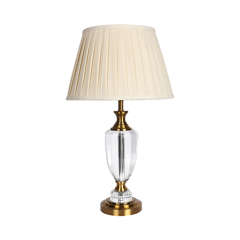 Jar Shape Table Light Modern Hand-Cut Crystal 1 Head 14"/16" Wide Beige Small Desk Lamp Clearhalo 'Lamps' 'Table Lamps' Lighting' 411185