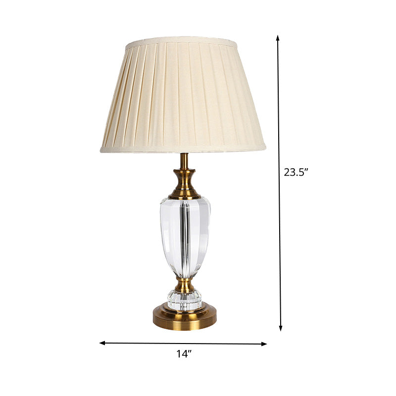 Jar Shape Table Light Modern Hand-Cut Crystal 1 Head 14"/16" Wide Beige Small Desk Lamp Clearhalo 'Lamps' 'Table Lamps' Lighting' 411187