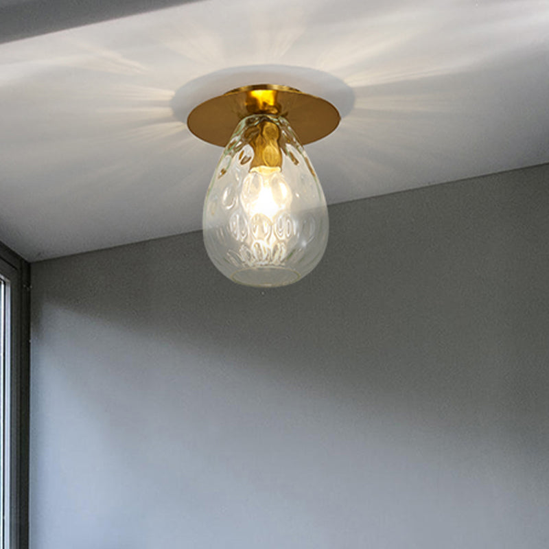 Pear Shaped Dimple Glass Flush Mount Lamp Nordic 1 Light Clear Flush Mount Light Fixture for Living Room Clearhalo 'Ceiling Lights' 'Close To Ceiling Lights' 'Close to ceiling' 'Flush mount' Lighting' 411230